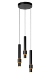 Lucide Margary Led ripplamp, 3x4w, 1300lm, 2700k, must