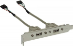 InLine Slot Bracket 2x USB 2.0 Type A female to 2x 5 Pin internal header 0.3m (33390)