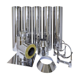 Korstnasusteem 5 meetrit D160/260mm., Dūmtraukio sistema 5 metrai D130/230mm.
