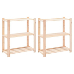 vidaXL 3-korruselised hoiuriiulid, 2 tk, 80x38x90 cm m&auml;nnipuit 150 kg