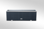 Alumiiniumist metallist viimistlusega &otilde;ues pol&uuml;uretaanist lillepott, helehall, 98 cm x 25 cm x 34 cm