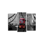 Kolmeosaline reproduktsioon Punane buss Londonis