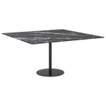 vidaXL lauaplaat, must 80x80 cm, 6 mm, karastatud klaas marmordisain
