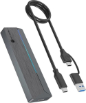 V&auml;lise k&otilde;vaketta adapter Raidsonic ICY BOX IB-1826MCL-CU31, M.2 SATA/NVMe SSD korpus, USB 3.2 Gen 2 Type-C, 10 Gbit/s, RGB, alumiinium, hall