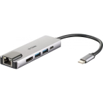 USB-C 5-in-1 hub - D-Link - DUB-M520 - HDMI 4K - Laadimine 60W - H&otilde;bedane alumiinium, Pilka