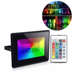RGB LED-v&auml;lisprožektor puldiga 10W IP65