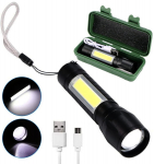 Taktikaline LED-taskulamp 600 lm 400 m ZOOM COB XML T6 USB 5W