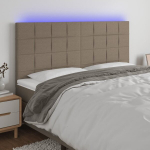 vidaXL LED-voodipeats, pruunikashall, 180x5x118/128 cm, kangas