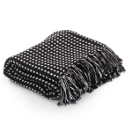 vidaXL puuvillane pleed, ruuduline, 220 x 250 cm, must