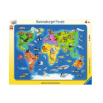 Pusle Ravensburger, 30 tk, maailmakaart loomadega
