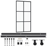 vidaXL liuguks riistvarakomplektiga, ESG klaas, alumiinium, 102 x 205cm, Juoda
