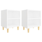 vidaXL &ouml;&ouml;kapid puidust jalad 2 tk, valge, 40x30x50 cm
