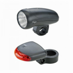 Tulede komplekt patarei toitega. Valge esituli (10LUX) ja LED-tagatuli. Esitulele: 5 x AA patarei Tagatulele: 2 x AA patarei