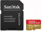 Telefoni m&auml;lukaart Sandisk memory card microSDXC 64GB Extreme Plus + adapter