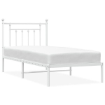 vidaXL metallist voodiraam peatsiga, valge, 90 x 190 cm