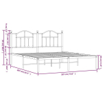 vidaXL metallist voodiraam peatsiga, valge, 180x200 cm