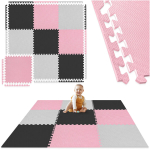 Vahtmatt puzzle pusle lastele 4FIZJO 9 tk 180x180 cm roosa - arendav m&auml;ngumatt