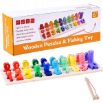 Puidust hariduslik puzzle numbrite kalap&uuml;&uuml;givarda ZA3109