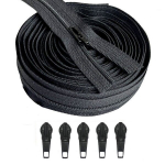 Komplektis 20 m spiraal t&otilde;mblukk Nr.3 (4 mm) linti ja 5 tk. kelgud, must