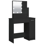 vidaXL tualettlaud LEDiga, must, 86,5 x 35 x 136 cm