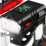 Laetav LED jalgrattavalgusti komplekt, ees + taga