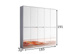 Esikukapp Trendteam Mirror, 185x34x191 cm, valge