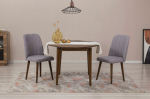 I&scaron;plečiamas valgomojo stalo ir kėdžių rinkinys (3 vienetai) Vina 0701 - Walnut, Grey