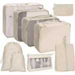 Tech Zone reisikohvrite korraldajad riietele, kingadele, 9 tk, beež