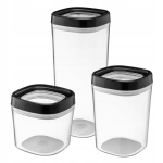 Toidukonteiner Pulber Tooted V&uuml;rtsid kaanega Plastik 3 tk