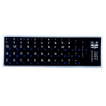 Riff Qwerty klaviatuurikleebised ENG White / RU Blue mustal taustal