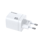 Kiire laadija GaN 65W 100-240V USB-A 2x USB-C, valge