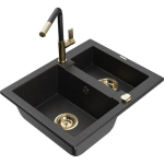 Graniidist valamu Mexen Carlo mikseriga Flora 6518-73-670401-57-G, must/h&otilde;bedane metallik