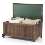 Costway Garden Box Puidust 213 L hoiukast ratastega Padjakarp veekindla PE voodriga 114 x 58,5 x 51 cm pruun