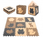 Vahtmaterjalist puslematt lastele 9-osaline beež-pruun-must-must 85cm x 85cm x 1cm