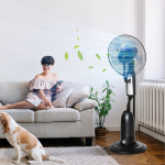 HOMCOM Pjedestaalventilaator Ventilaator 2,8-liitrise veepihustiga, taimer, 3 režiimi, udufunktsioon, reguleeritav kaldenurk