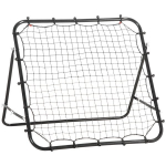 HOMCOM jalgpalli tagasil&ouml;&ouml;giv&auml;rava tagasil&ouml;&ouml;giv&otilde;rk metalltorust + PE, 96x80x96 cm, must