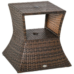 Outsunny Garden Table K&otilde;rvallaud P&auml;ikesevarju Stand aiam&ouml;&ouml;bel Patio Polyrattan Brown 54 x 54 x 55 cm