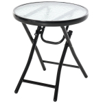 Kokkupandav &uuml;mmargune metallist bistro-/k&otilde;rvalaud klaasplaadiga, &Oslash; 45 cm, must