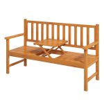 Outsunny aiapink 3-istmeline pink laud k&auml;etoega puidust pink kuni 280kg r&otilde;du terrass helepruun 153x56x91cm