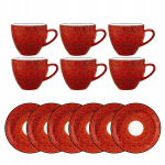 Porcelaanist tee-kohvitass punane 300ml ja taldrik 15cm Wilmax, odcienie czerwieni