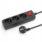 Pikendusriba montis 2 m 3 tk. Pistikupesad mustad 20ip 16a 230v