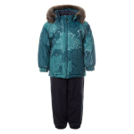 Huppa Laste talvekomplekt AVERY, Green Pattern/ Dark Gray, 80