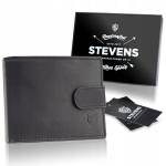 Meeste nahast rahakott Stevens, must