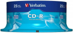 CD-R VERBATIM 700 Mo 52x (25) - 25 tk spindel CDR koos Ekstra Kaitsega