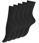 Naiste sokid &otilde;mblusteta, 100% puuvillast, mustad, 5 tk