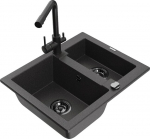 Graniidist k&ouml;&ouml;givalamu Mexen Carlos koos segisti ja valamuga, Black granite+Black