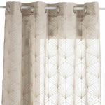 Mia Lin rulookardinad 140x240 cm Moekad kardinad beeži v&auml;rvi, 8 torgiga, kaunistatud tikitud mustriga.