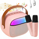 Karaoke komplekt 2 Bluetooth 5.3 mikrofoniga, Rgb k&otilde;lar, Hifi, Usb