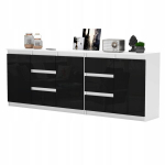 Komoda Czarny Połysk 200 cm Suur kummut 6 sahtli ja 3 uksega, m&ouml;&ouml;blikomplekt