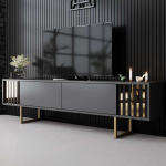 TV TV-laud Asir, 180x30 cm, must/kuldne